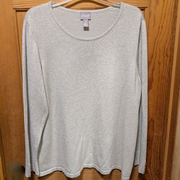 Chico's Beige Shimmer Lightweight Sweater - Picture 1 of 8